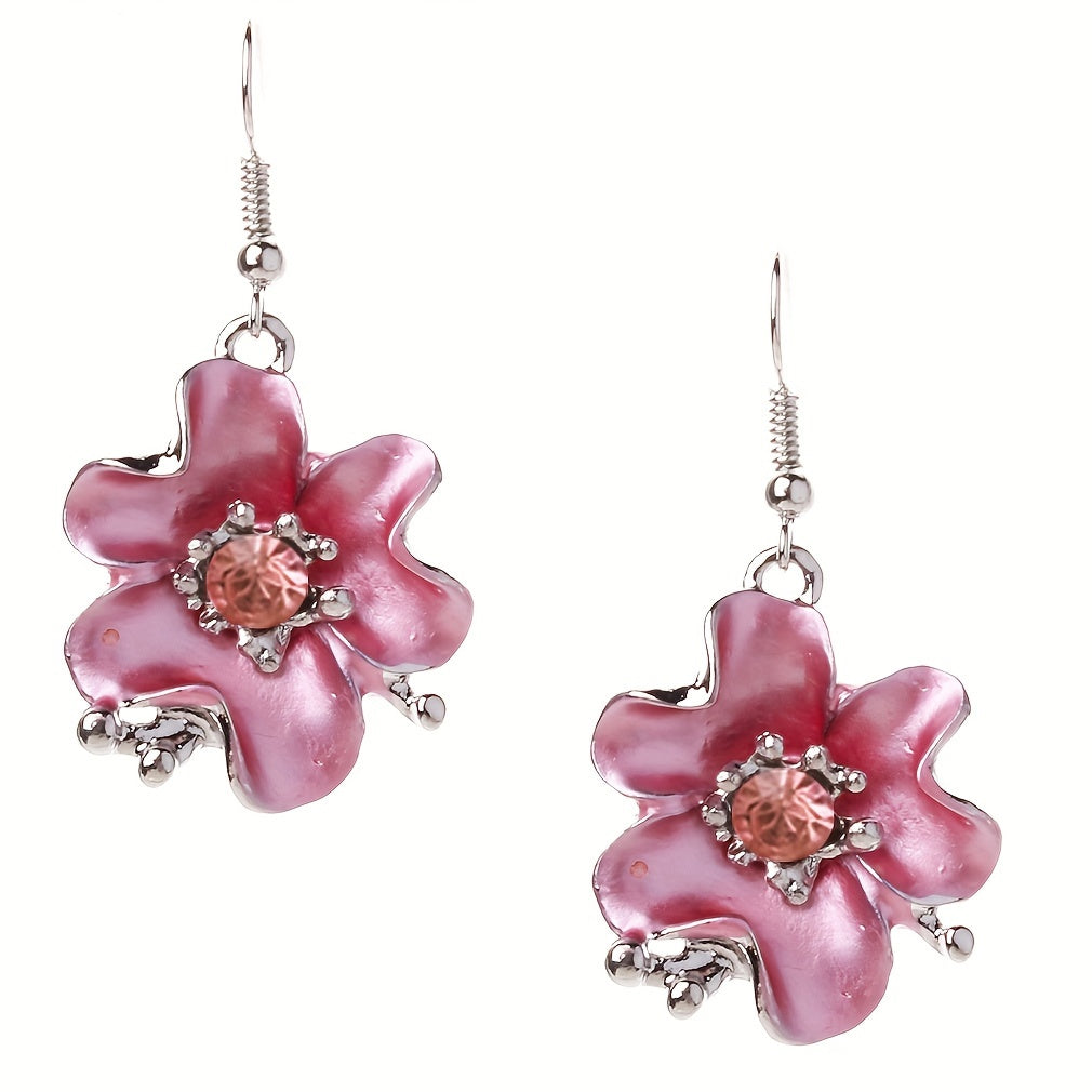 Fashionable and Sweet Chain Set Temperament Flower Embedding Necklace Earring Set