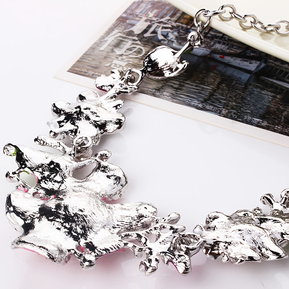 Fashionable and Sweet Chain Set Temperament Flower Embedding Necklace Earring Set