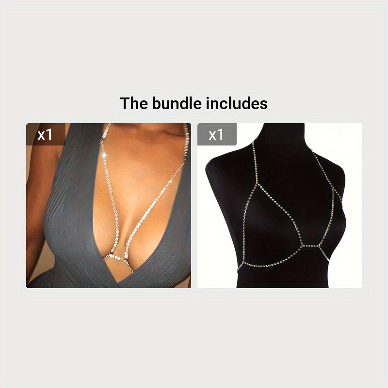 Sexy Rhinestone Body Chain Necklace for Women - Sparkling Silver Plated Alloy, Perfect for Beachwear, Nightclubs, and Parties, Beachwear Jewelry|Rhinestone Choker|Detailed Chain Design, Beach Jewelry