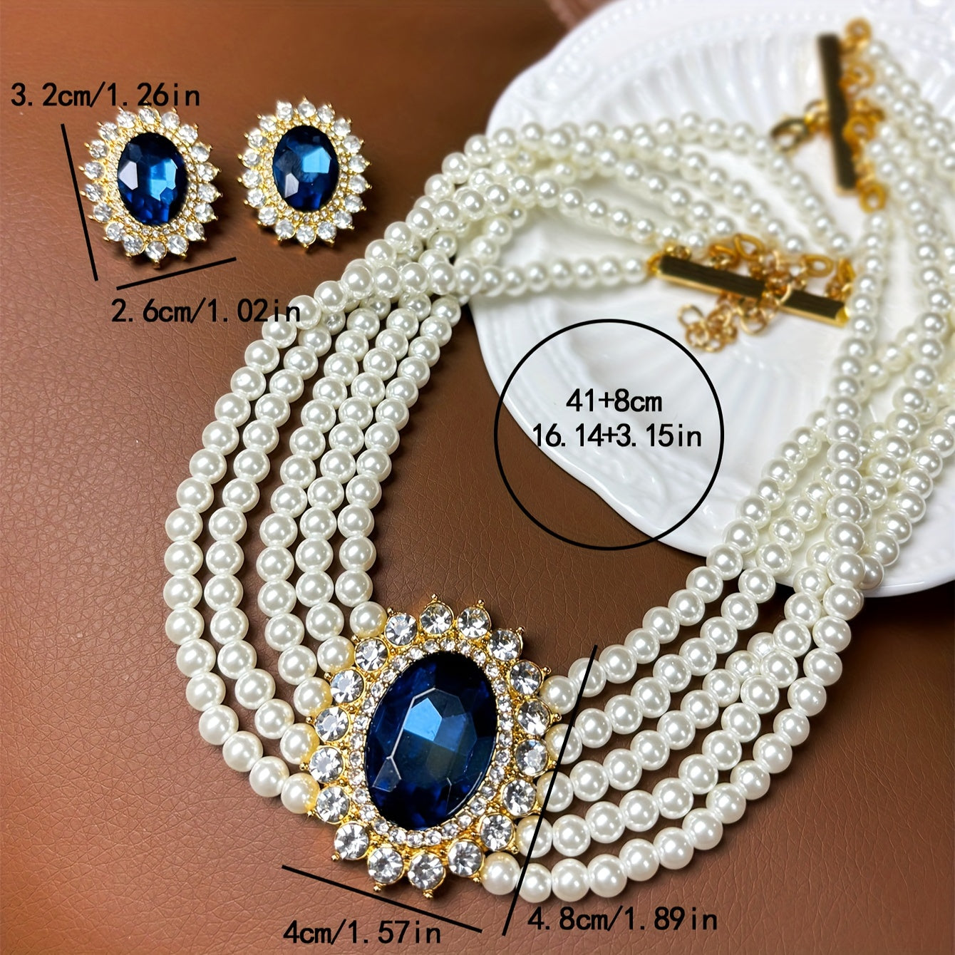 uropean and American fashion retro elegant gorgeous medieval modern style Golden plated inlaid rhinestone short necklace necklace earring set suitable for Women's daily holiday dress wedding engaSynthetic Gemstoneent vacation