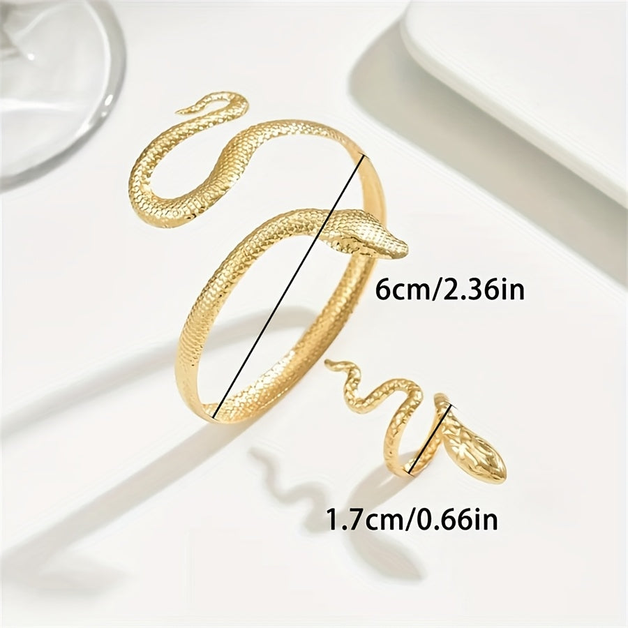 One Bracelet + One Ring/Cute Snake Jumping Bracelet and Ring Set Suitable for Women's Parties and Festivals